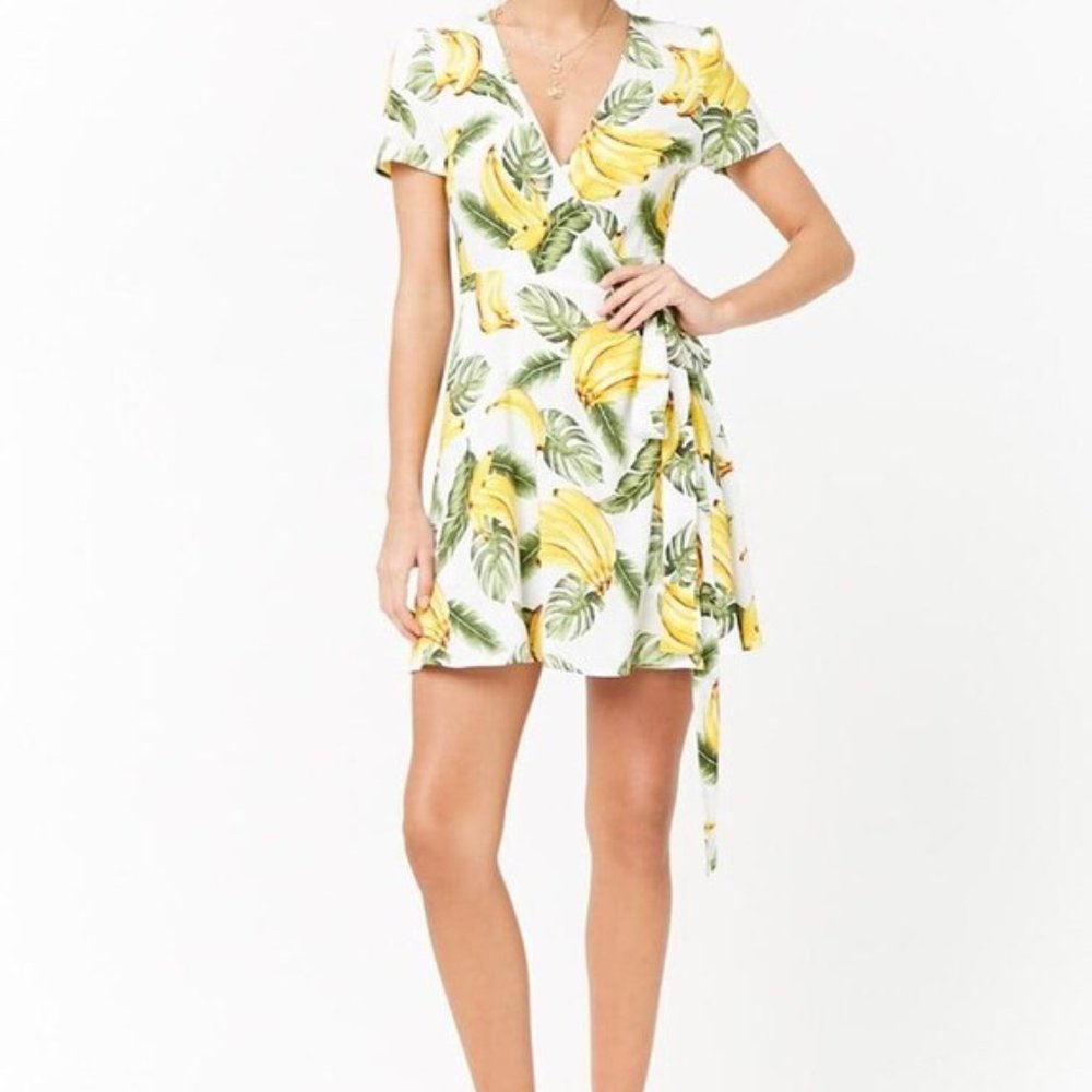 Forever 21 Banana Print Wrap Dress